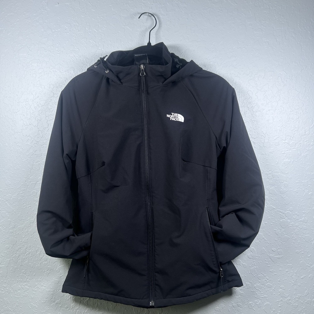 The North Face WindWall Jacket Womens Small Black Hooded Softshell Fleece